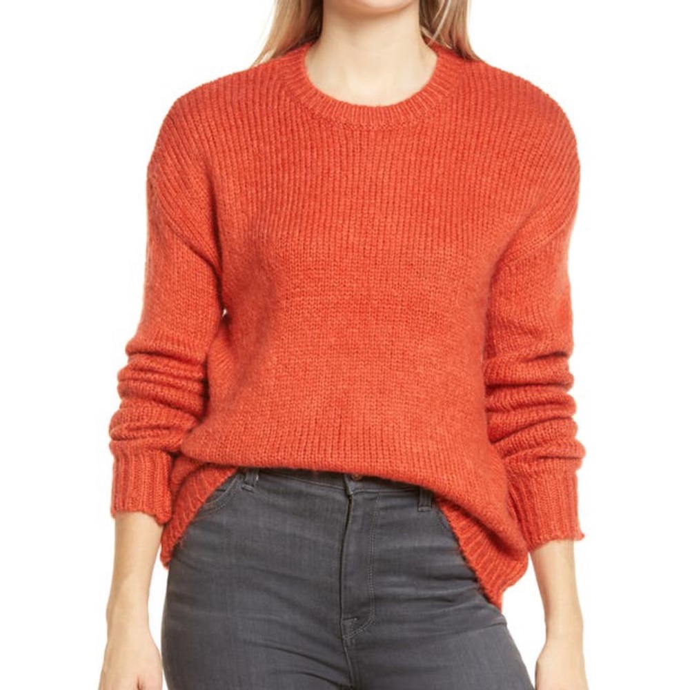 COTTON EMPORIUM Long Sleeve Crewneck Sweater Dark Orange NWT M